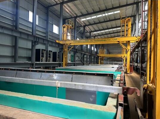 Goede prijs 450T/maand Output 6500mm Maximale Profiellengte 8-12 µm Aluminiumprofiel Anodiseerlijn online